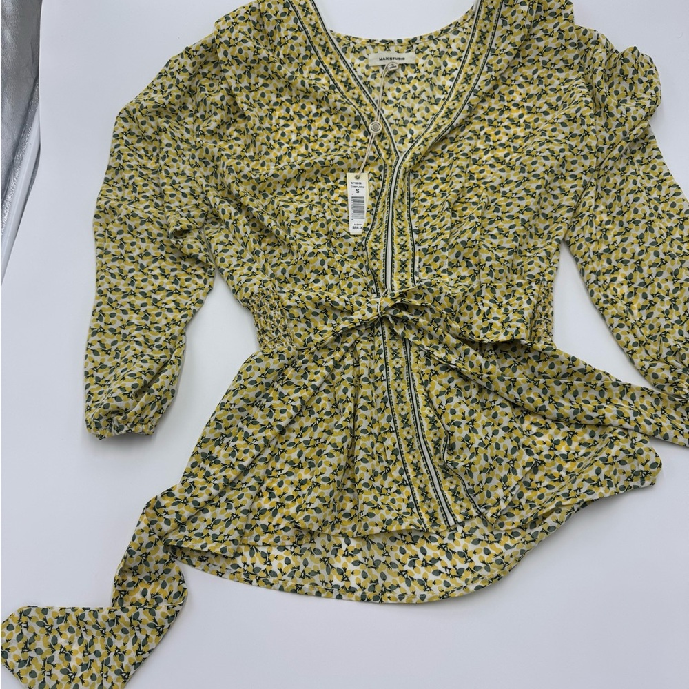 Max Studio Yellow Floral Blouse